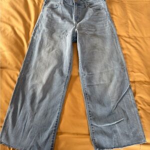 Liverpool Light Blue Flare Jeans With Raw Hem